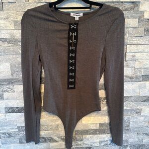 Steve Madden Charcoal Long Sleeve Bodysuit